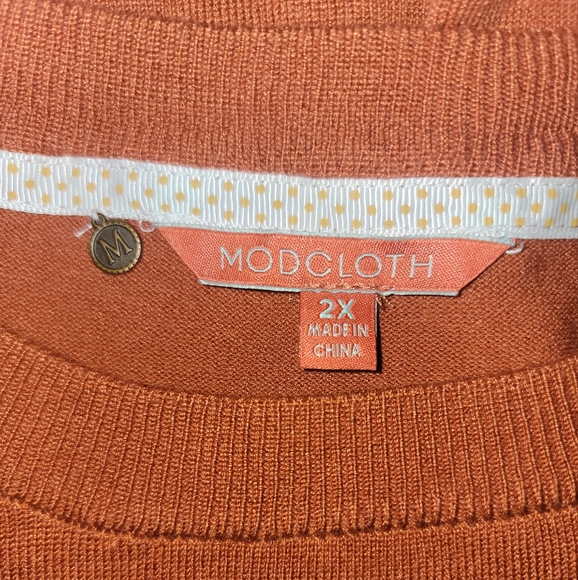 Modcloth Sweater Size 2X Orange/Cream Stripe - Picture 4 of 8